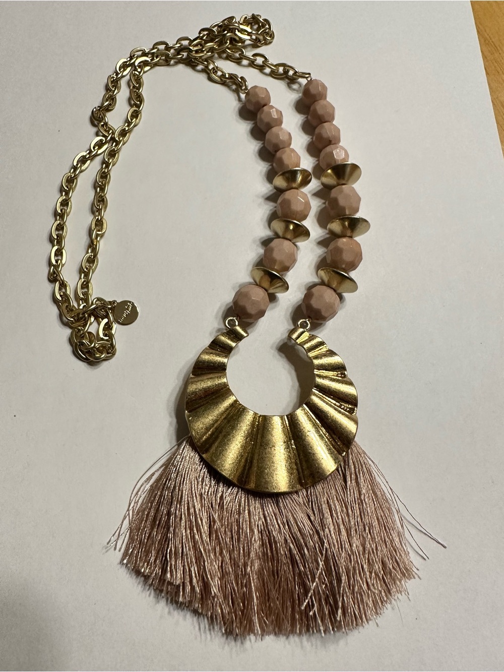Gold-Tone & Blush Tassel Necklace - Women Jewelry
